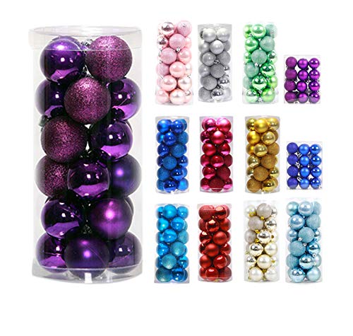 Product Cover Prudance 24ct Christmas Balls Ornaments Multicolor Decorations Tree Balls for Holiday Wedding Party Decoration,1.57