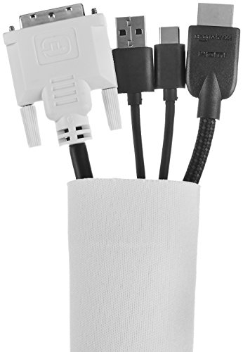 Product Cover AmazonBasics Wire Cable Management Sleeve Cover - Zipper, 20-Inch, White, 4-Pack