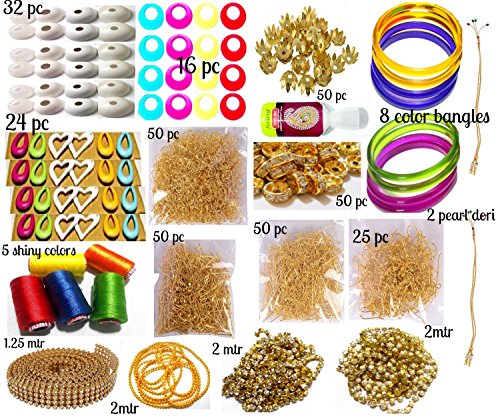 Product Cover GOELX Silk Thread Jewellery Making Kit, 50 Pair Jhumka Earring Base, Materials, All Items Set with Silk Thread (17 Items)