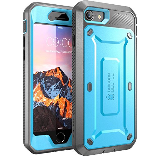 Product Cover SUPCASE Unicorn Beetle Pro Series Case Designed for iPhone 8 Case, Full-Body Rugged Holster Case with Built-In Screen Protector for Apple iPhone 7 2016 / iPhone 8 (2017 Release) (Blue)