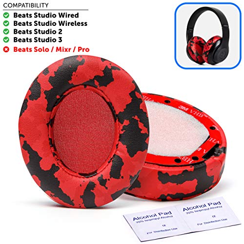 Product Cover Wicked Cushions Beats Replacement Ear pads - Compatible with Studio 2.0 Wired / Wireless Over Ear Headphones by Dr. Dre ONLY ( DOES NOT FIT SOLO 2.0 ) | Red Camouflaged ...