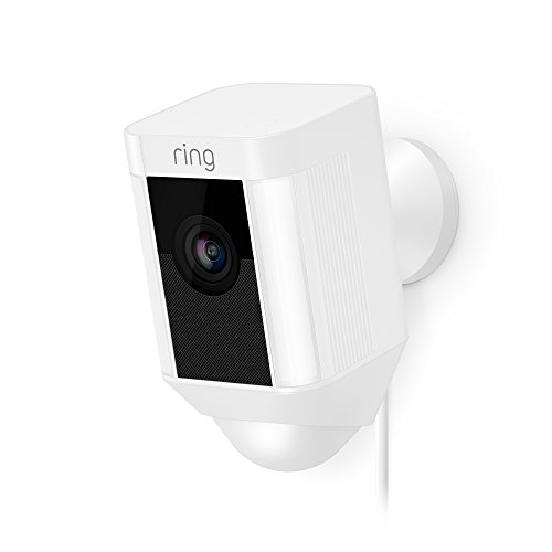 Product Cover Ring Spotlight Cam Wired: Plugged-in HD security camera with built-in spotlights, two-way talk and a siren alarm, White