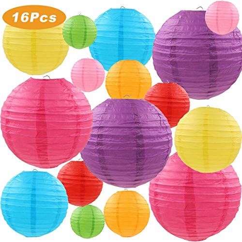 Product Cover LURICO 16 Pcs Colorful Paper Lanterns (Multicolor,Size of 4