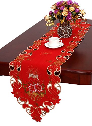 Product Cover Grelucgo Embroidered Christmas Holiday Festive Table Runner 15