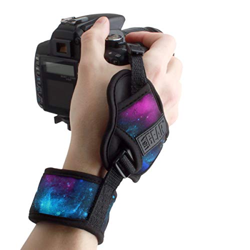 Product Cover USA GEAR Professional Camera Grip Hand Strap with Galaxy Neoprene Design and Metal Plate - Compatible with Canon , Fujifilm , Nikon , Sony and more DSLR , Mirrorless , Point & Shoot Cameras