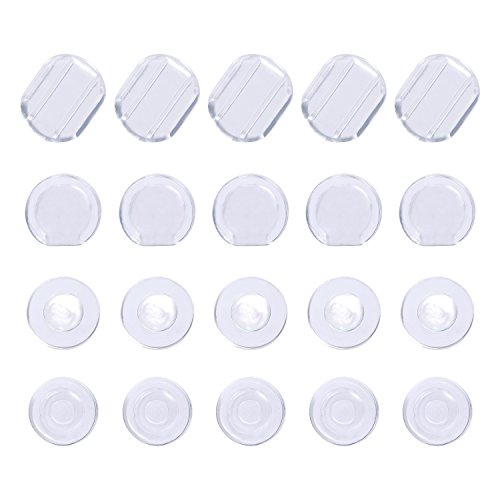 Product Cover Maxdot 100 Pieces 4 Size Earring Pads Silicone Comfort Earring Cushions for Clips on Earrings, Clear