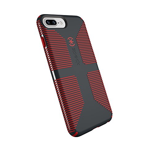 Product Cover Speck Products CandyShell Grip Cell Phone Case for iPhone 8 Plus/7 Plus/6S Plus/6 Plus - Charcoal Grey/Dark Poppy Red