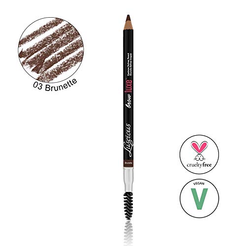 Product Cover Brow Luxe Eyebrow Definer Pencil by Luscious Cosmetics - Sweat-proof Formula - Vegan & Cruelty Free Eyebrow Pencil. (Brunette)