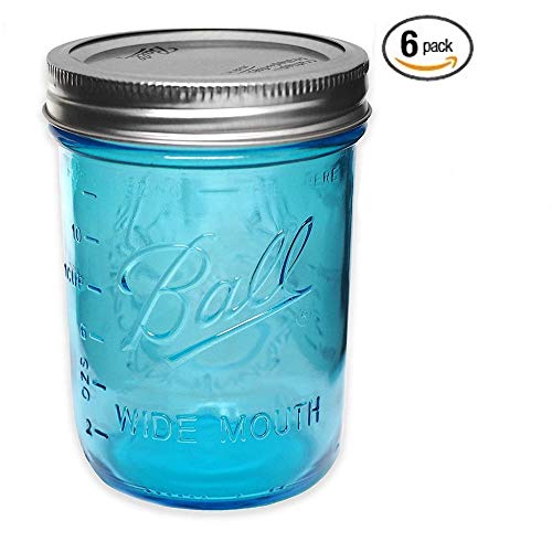 Product Cover Ball Mason Jar-16 oz. Aqua Blue Glass Wide Mouth - Set of 12