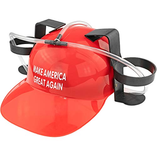 Product Cover Fairly Odd Novelties Make America Great Again Beer & Soda Guzzler Helmet, Red Funny Trump Political Drinking Party Hat