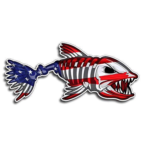 Product Cover USA Bone Fish Sticker - Patriotic American Flag Fishing Decal Vinyl Die Cut