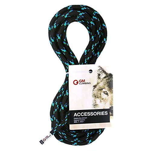 Product Cover GM CLIMBING 8mm Accessory Cord Rope 19kN Double Braid Pre Cut CE/UIAA (Black, 20ft 8mm)