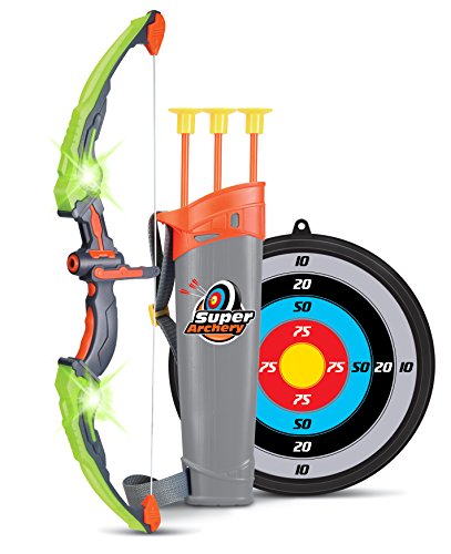 Product Cover Liberty Imports Light Up Archery Bow and Arrow Toy Set for Kids with 3 Suction Cup Arrows, Target, and Quiver (Green)