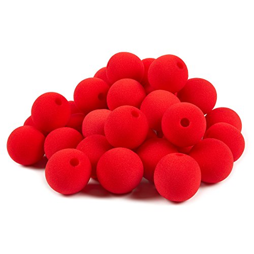 Product Cover Blue Panda 36-Pack of Clown Noses - Circus Themed Birthday Party Supplies, Foam Red Noses, Carnival Party Dress Up, Red - 2 x 2 x 2 Inches