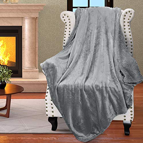 Product Cover Catalonia Sherpa Throw Blanket Reversible Match Color Super Soft Comfy Fuzzy Micro Plush Fleece Snuggle Blanket All Season for TV Bed or Couch 50