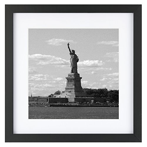 Product Cover ONE WALL Tempered Glass 1PCS 11x11 Picture Frame with Mats for 8x8 Photo, Black Wood Frame for Wall and Tabletop - Mounting Hardware Included