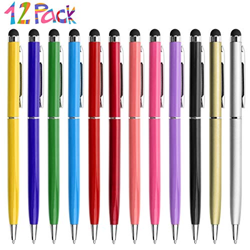 Product Cover Stylus Pens innhom Stylus Pen for Touch Screens iPad iPhone Tablets Samsung Kindle and Black Ink Ballpoint Pens-2 in 1 Stylists Pens 12 Pack