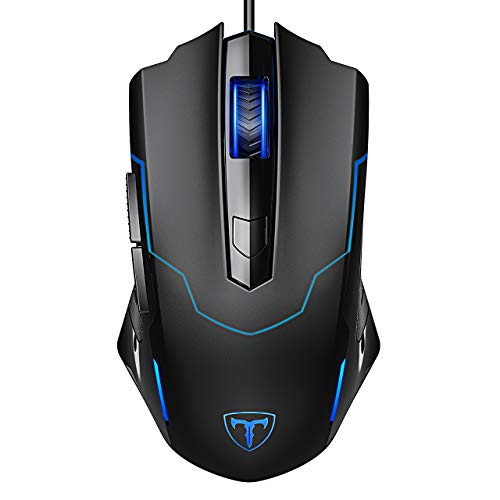 Product Cover PICTEK Gaming Mouse, Entry-level Ergonomic Optical Computer Mouse for Game & Daily, 800-2400 DPI Adjustable USB Mouse Auto Breathing Wired Mouse for PC Desktop Windows 7/8/10/XP, Vista and Mac, Black