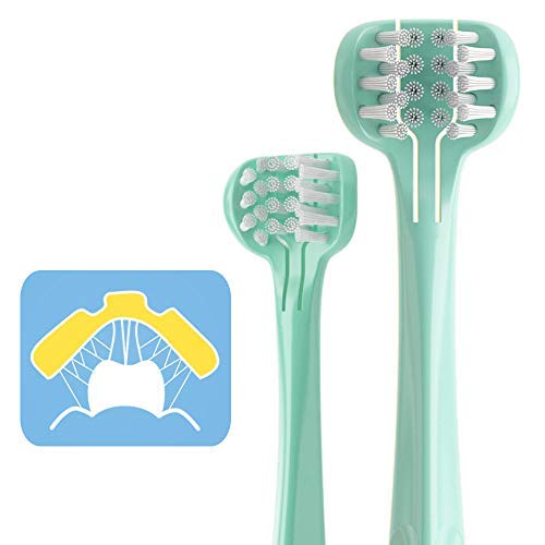 Product Cover Children 3-Sided Toothbrush, Soft Wrap-Around Training Tooth Brush Saving Time For Baby Brushing, For 1 Years And Up (Green)