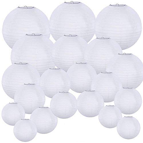 Product Cover Supla 20 Pack Chinese White Paper LanternÃ' Hanging Paper Lanterns White Round Paper Lanterns 4ââ'¬Â 6ââ'¬Â 8ââ'¬Â 10ââ'¬Â 12ââ'¬Â White Hanging Lanterns Wedding Party Decorations