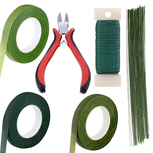 Product Cover Supla Floral Arrangement Kit Floral Tools Wire Cutter Stem Wire Floral Wire 26 Gauge and 22 Gauge Wire Green Floral Tapes for Bouquet Stem Wrap Florist
