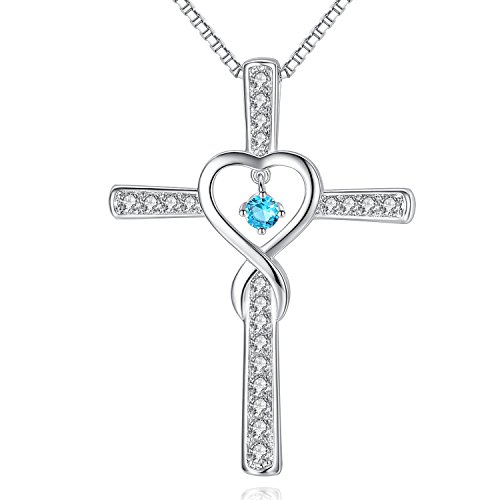 Product Cover Milamiya Infinity Love God Cross CZ Pendant Necklace with Birthstone, Birthday Gifts, Jewelry for Women, Girls