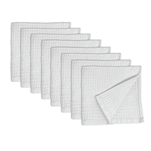 Product Cover Gilden Tree Premium 8 Pc Washcloth Set 100% Natural Cotton Quick Dry Waffle Weave Soft Luxurious Highly Absorbent Fabric Small Face Towel No Lint Fade Resistant Color (White)