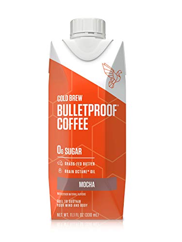 Product Cover Bulletproof Mocha Cold Brew Coffee, Keto Diet Friendly, Sugar Free, non-GMO, organic, with Brain Octane oil and Grass-fed Butter (12-Pack)