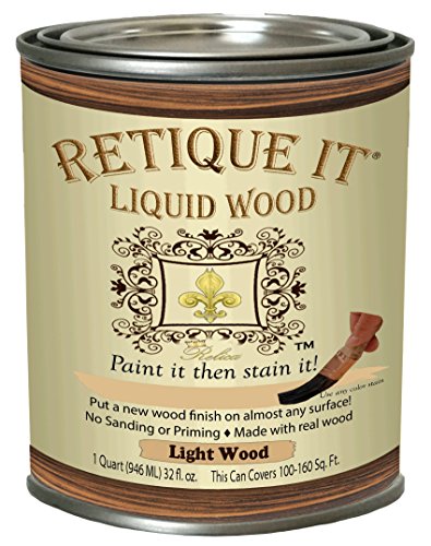 Product Cover Retique It Liquid Wood - Light Wood Quart - Paint it Then Stain it - Stainable Wood Fiber Paint - Put a Fresh Coat of Wood on it (32oz Light Wood)