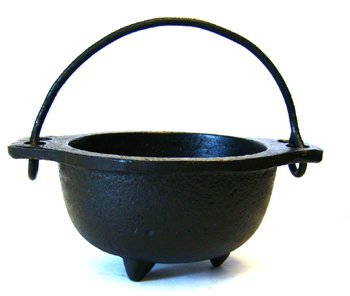 Product Cover Cast Iron Cauldron w/handle, ideal for smudging, incense burning, ritual purpose, decoration, candle holder, etc. (4