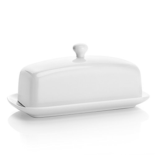 Product Cover Sweese 307.101 Porcelain Butter Dish with Lid, Perfect for East West Coast Butter, White