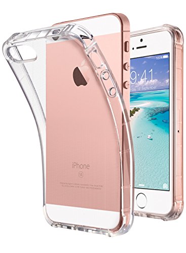 Product Cover ULAK iPhone SE Case Clear, iPhone 5s case, iPhone 5 case, Clear Slim Fit 5/5S/SE Case with Transparent Flexible Soft TPU Bumper Shock-Absorption Cover -Retail Packaging - HD Clear