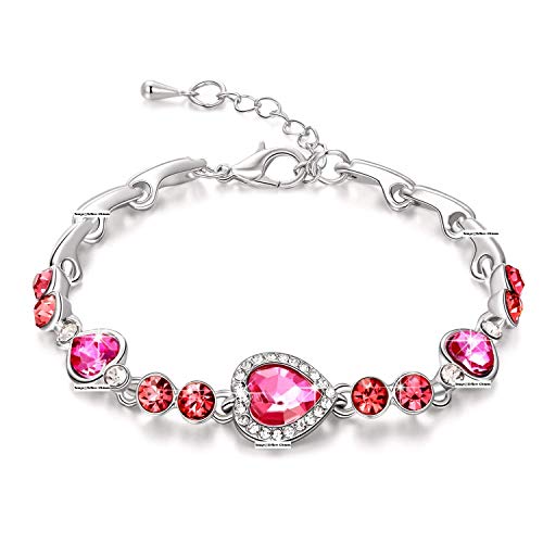 Product Cover Yellow Chimes Pink Beauty CZ Heart Charm Bracelet for Women and Girls. Perfect to Gift!