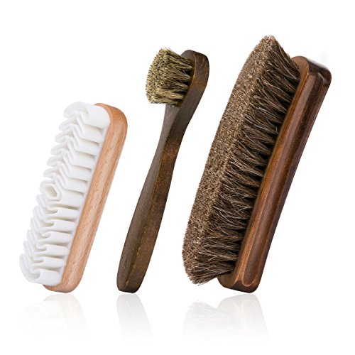 Product Cover Foloda Shoe Brush with Horsehair Bristles,Dauber Suede Brush for Leather, Boot