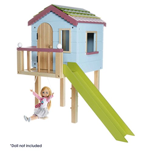 Product Cover Lottie Dollhouse By Lottie | Wooden Tree House For Lottie Dolls | Wooden Doll House Playset | Made With Real Wood | Painted In Bright Colours