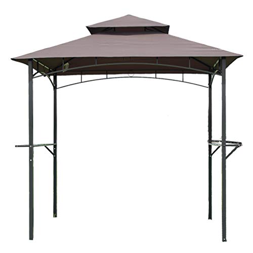 Product Cover Gazebos for Patios 8'x 5'BBQ Grill Gazebo Outdoor Gazebo Patio Gazebo Shelter for Outdoor Living Shelter Tent Double Tier Soft Top Canopy and Steel Frame with Bar Counters