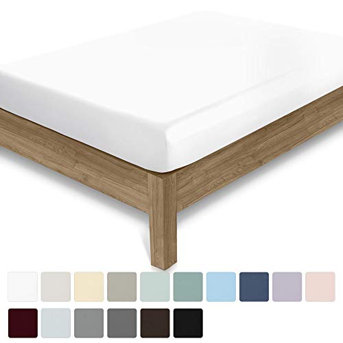 Product Cover California Design Den 400 Thread Count 100% Cotton 1 Fitted Sheet Only, Pure White King Fitted Sheet, Long - Staple Combed Pure Natural Cotton Sheet, Soft & Silky Sateen Weave