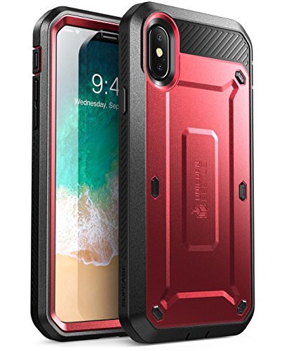 Product Cover SUPCASE Unicorn Beetle Pro Series Case Designed for iPhone X, with Built-In Screen Protector Full-body Rugged Holster Case for Apple iPhone X / iPhone 10 (2017 Release) (Metallic Red)
