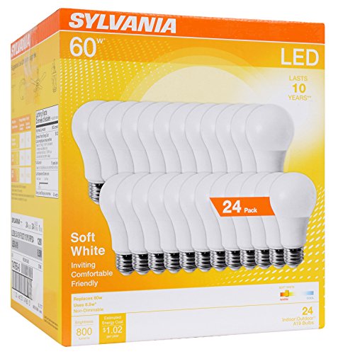 Product Cover Sylvania Home Lighting Efficient 8.5W, 2700K 60W Equivalent, LED Light Bulb, A19 Lamp, 24 Pack (Soft White)