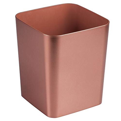 Product Cover mDesign Square Shatter-Resistant Plastic Small Trash Can Wastebasket, Garbage Container Bin for Bathrooms, Powder Rooms, Kitchens, Home Offices - Rose Gold Finish