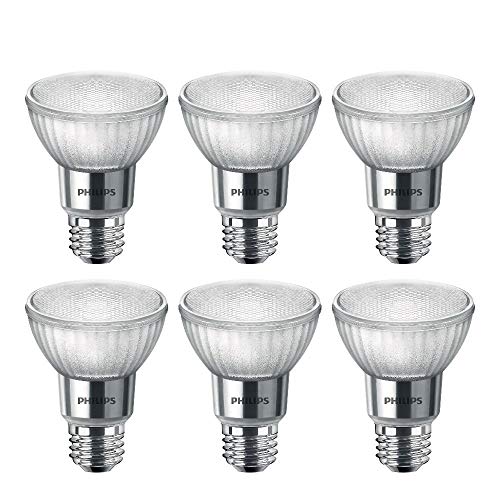 Product Cover Philips LED 471144 50 Watt Equivalent Classic Glass PAR20 Dimmable LED Flood Light Bulb (6 Pack), 6-Pack, Bright White, 6 Piece