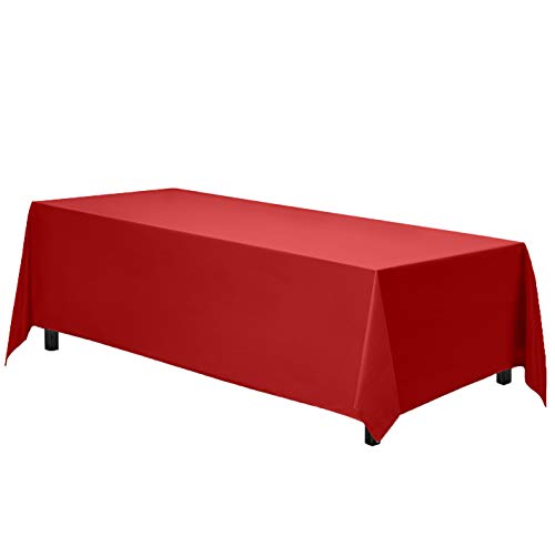 Product Cover Gee Di Moda Rectangle Tablecloth - 90 x 156 Inch - Red Rectangular Table Cloth for 8 Foot Table in Washable Polyester - Great for Buffet Table, Parties, Holiday Dinner, Wedding & More