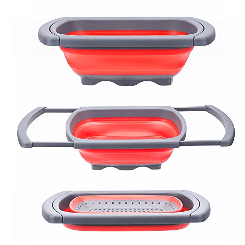 Product Cover Glotoch Kitchen Collapsible Colander, Over The Sink Strainer With Steady Base For Standing, 6-quart Capacity, Dishwasher-Safe，BPA Free