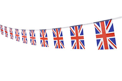 Product Cover UK British Flag,100Feet/76Pcs United Kingdom Union Jack National Country World Pennant Flags Banner,Party Decoration Supplies For Olympics,Bar,Indoor and outdoor flags,Intarnational Festival