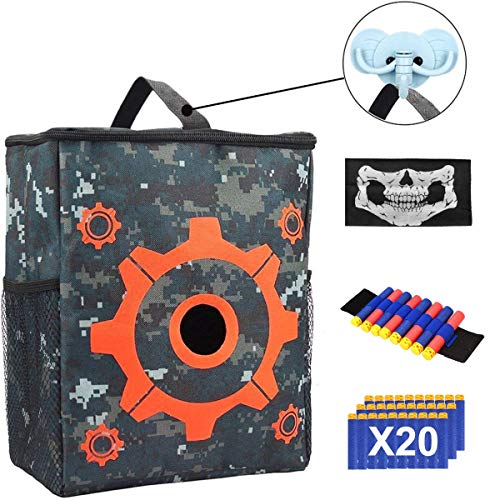 Product Cover POKONBOY Tactical Target for Shooting Compatible with Nerf Guns, Target Pouch with 1 Dart Wrist Band, 1 Blaster Face Mask and 1 Hook 20PCS Bullets for Boys Christmas