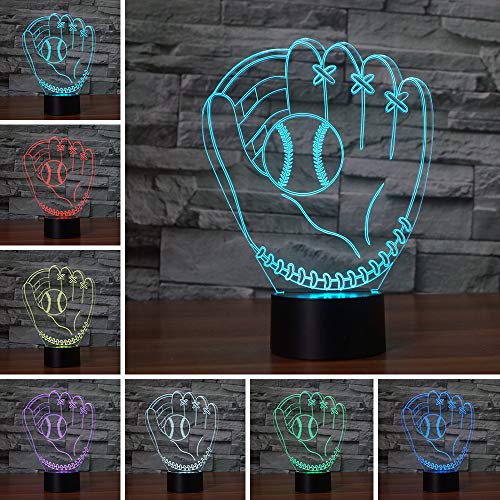 Product Cover 3D Optical Illusion LED Desk Lamp, 7 Color Changing with USB Cable Touch Button Night Light - Best Gift for Kids/Friends/Birthdays/Home Bedroom Decor Lighting (Baseball Glove)