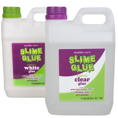 Product Cover Maddie Rae's Slime Making Glue - 1/2 Gallon Clear and 1/2 Gallon White 2pk Value Pack- Non Toxic, School Grade Formula for Perfect Slime Crafts