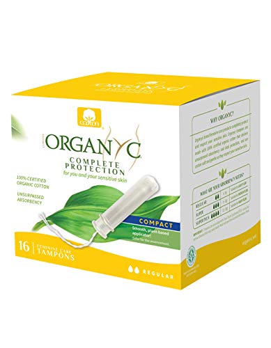 Product Cover Organyc 100% Certified Organic Cotton Tampons, Normal Flow, with Compact Plant-Based Eco-Applicator, 16Count