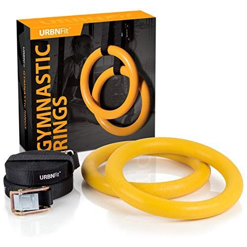 Product Cover URBNFit Gymnastic Rings - Bodyweight Workout and Strength Training Olympic Non-Slip Rings with Adjustable Straps for Crossfit and at Home Gym Workouts