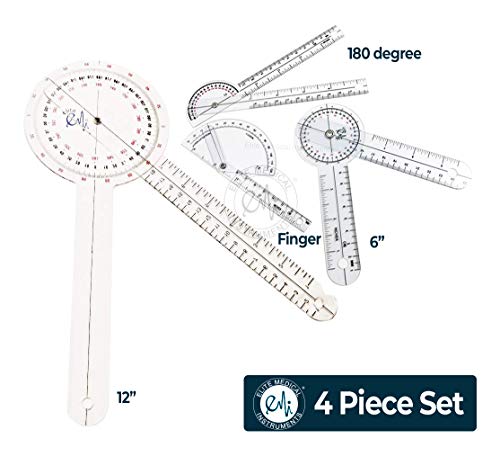 Product Cover EMI 4 Piece Goniometer Set - 12 inch, 6 inch, 180 Degree, and Finger EGM-470